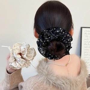 Elastici per Capelli Floreali Stile Francese in Chiffon Grandi Elastici Dolce Elegante Porta Coda di Cavallo Accessori Donna