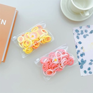Colorful high elastic hair ties set with daisy charms in transparent zipper bags