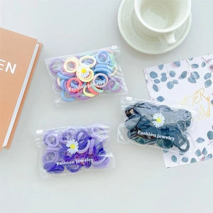 Colorful high elasticity hair tie sets for kids and women in frosted zipper bags