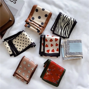 Set of elegant French vintage silk hair ribbons in polka dot and floral patterns