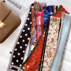 Elegant French vintage ribbon scarves with diverse patterns for hair and handbag styling