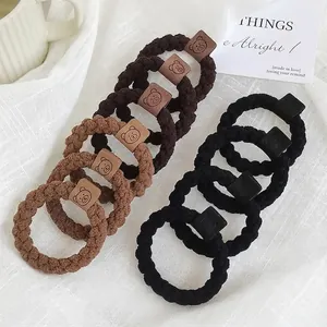 Élastiques à cheveux ourson en tons marron avec haute élasticité et cordon tissé durable