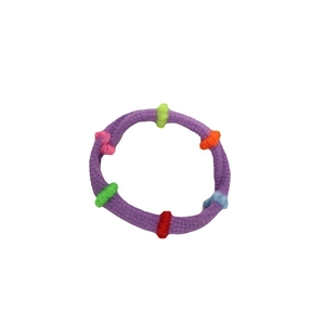 Purple knitted elastic hair tie with colorful rainbow knots for girls hair styling