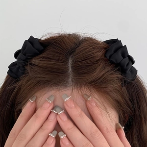 Black Fabric Bow Hair Claw Clip For Women Small Bowknot Side Bangs Princess Hairstyle Fashion Hair Accessories