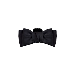 Elegant black bow hair claw clip with matte texture and dual-layer princess style design