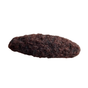Brown faux lamb wool hair clip with soft fuzzy texture for elegant autumn winter hairstyles