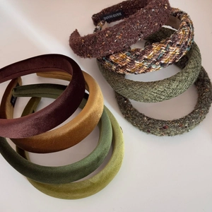 Collezione di cerchietti spessi in velluto e tweed in vari colori vintage
