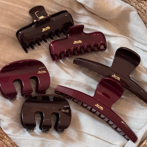 French Vintage Glossy Large Hair Claw Clips For Women Elegant Wine Red Brown Resin Barrette Hair Accessories