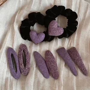 Pince À Cheveux En Alliage Tissu Violet Élégante Pince BB Triangle Clip Latéral Frange Accessoires De Cheveux Pour Femmes