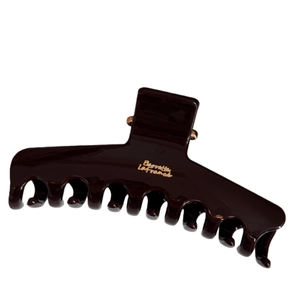 Deep burgundy large hair claw clip with golden lettering for thick hair styling