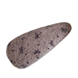 Elegant grey wool felt bow hair clip with black polka dots for women accessories