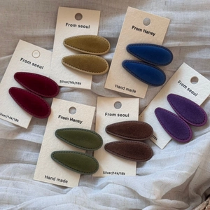 Set of six vintage velvet teardrop hair clips in assorted rich autumn colors for women