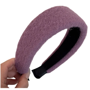 Thick lilac wool padded headband with high-top volume for women autumn hair accessory