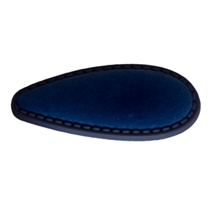 Elegant vintage dark blue velvet teardrop hair clip with decorative black stitched edges