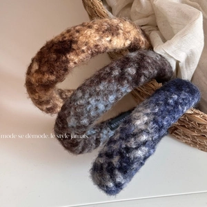 Damen Leopardenmuster Plüsch Verdickter Haarreif Vintage Handgefertigt Warm Stoff Haarband Rutschfest Haar Zubehör