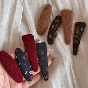Barrettes Cheveux BB en Tissu Floral à Pois Rétro pour Femmes Enfants Épingles en Alliage Recouvertes de Tissu