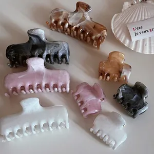 Elegant Marble Ink Texture Hair Claw Clip Large Medium Cellulose Acetate French Style Shark Clip Hair Accessories For Women