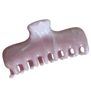 Pink and white marble pattern claw clip for hair with elegant acetate finish