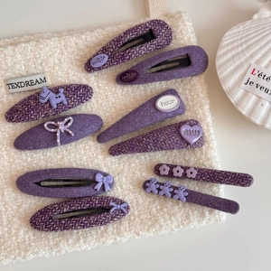 Dulce Juego De Pinzas Para El Cabello De Tela Púrpura De Estilo Coreano Lazo Mota Oso Corazón Horquillas Accesorios Mujer