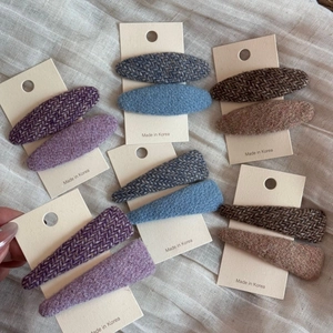 Set di 12 fermagli per capelli BB in tessuto tweed colorato con motivo a spina di pesce