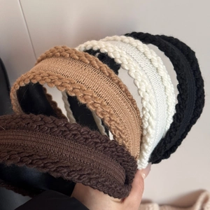 Women Knitted Braided Twist Headband Wide Hair Band High Top Autumn Winter Retro Soft Hair Accessories For Daily Face Wash
