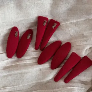 New Year Red Woolen Hair Clips Vintage Handmade Metal Tag BB Clips For Women Autumn Winter Elegant Hair Accessories
