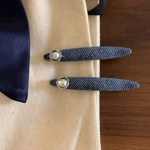 Korean Style Denim Twill Artificial Pearl Hair Clips Elegant Fabric Duckbill Side Clips Set For Women Daily Fashion Accessories