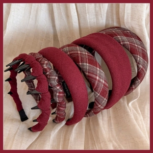 Cerchietto Rosso Donna In Maglia Plaid Imbottito Retro Rosso Vino Moda Cerchietto Per Capelli Accessori Per Ragazze Quotidiano