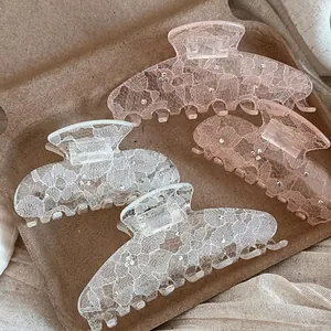 Elegant Lace Rhinestone Hair Claw Clip Plastic Alloy Shark Clip Women Hair Accessory For Daily Party Hair Styling Accessory