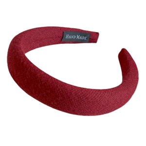 Cerchietto imbottito rosso classico per donna con etichetta fatta a mano e design antiscivolo
