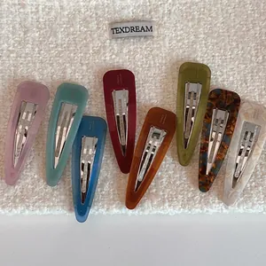 French Style Acetate Waterdrop Hair Clip Colorful Candy Color Geometric Cellulose Acetate Side Bangs Clip Vintage Hair Accessories For Women