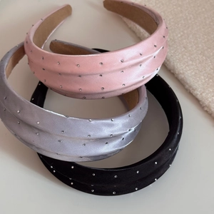 Lot de serre-têtes rembourrés en satin avec strass en rose, gris et noir élégant