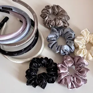 Koreanischer Stil Floral Satin Stirnband Haargummi Set Süßer Druck Kopfschmuck Für Damen Gesicht Waschen Täglich Haarschmuck