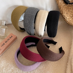 Set of wide knitted stripe headbands in multiple colors for high top non-slip style