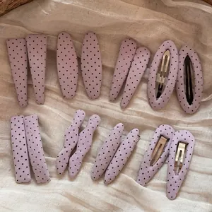 Purple Polka Dot Fabric Wrapped Hair Clip For Women Sweet Korean Style Fabric Alloy BB Clips Daily Hair Accessories