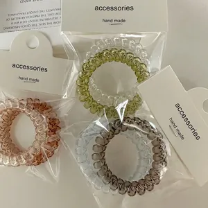 Telephone Wire Spiral Hair Ties High Elasticity Plastic Resin No Crease Hair Bands Traceless Ponytail Holders For Women