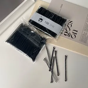 100pcs bulk black wavy bobby pins for hair styling in minimalist pack for women