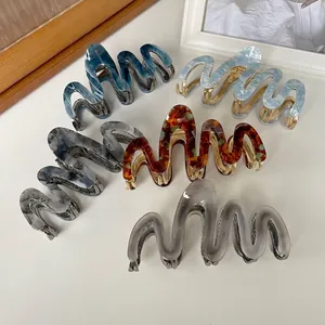 Elegante Acetaat Golf Haarklem Hoge Kwaliteit Metalen Haarklem Marmeren Patroon Mode Haaraccessoires Voor Dames Haarklem