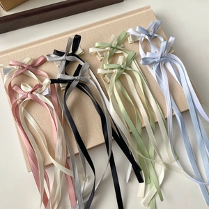 Sweet Ballet Style Ribbon Bowknot Hair Clips Handmade Satin Streamer Side Duckbill Clips Elegant Girl Hair Accessories