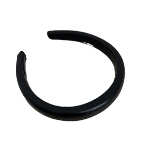 Minimalist black faux leather headband with padded twill texture for women accessories