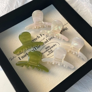 Lot de six pinces à cheveux en acétate vert olive et rose perlé pour un style élégant