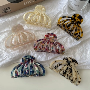 Pince à Cheveux Forme Coquille Ajourée Style Coréen en Acétate de Cellulose Accessoires de Cheveux pour Femmes