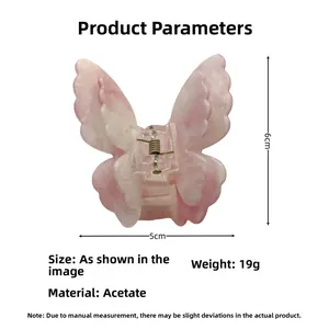 Détails des dimensions de la pince à cheveux papillon 6cm et texture acétate marbré