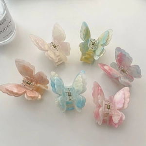 Lot de 6 pinces à cheveux papillon colorées avec dégradé mat pour coiffure femme