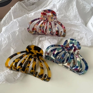 Lot de 3 grandes pinces à cheveux en acétate avec motifs marbrés et écaille de tortue