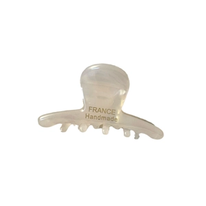 Pince à cheveux classique en acétate crème avec lettrage doré France Handmade élégant