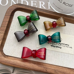 French Vintage Translucent Acetate Bow Hair Clip Handmade Bowknot Bangs Side Clip Elegant Hair Accessories For Women Teenagers