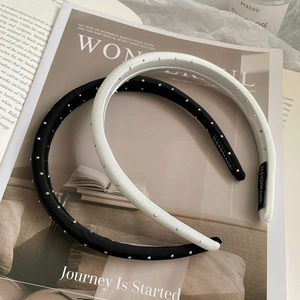 Handmade Satin Padded Headband With Rhinestones For Women Korean Style Fashion Starry Rivet Hair Band Accessory