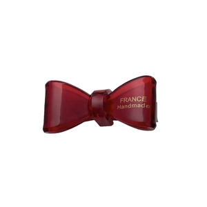 Translucent wine red acetate bow hair clip with gold France Handmade lettering