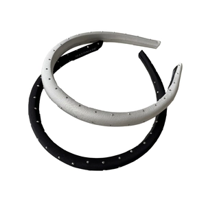 Sparkling minimalist headband set in black and silver colors with handmade details